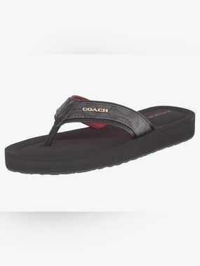 Coach Womens Judy Black/Pink Flip Flop Size: 7B
